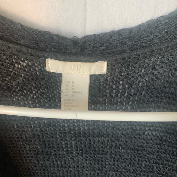 H&M Long Vest Sweater Dark Grey Women’s Size Med Fringes Open Style - Picture 4 of 6